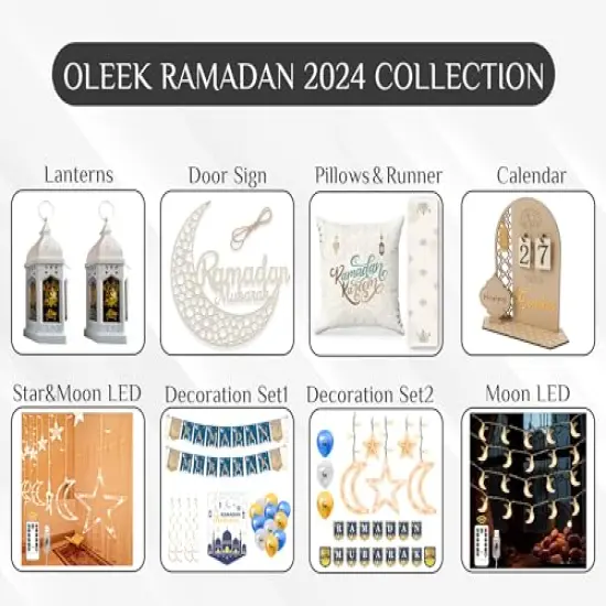 Ramadan decorations for home - Ramadan decorations set ( lights -Ramadan banner and balloons )& Eid decoration -Ramadan gifts for kids Ramadan decor زينة رمضان كريم ديكور {4}
