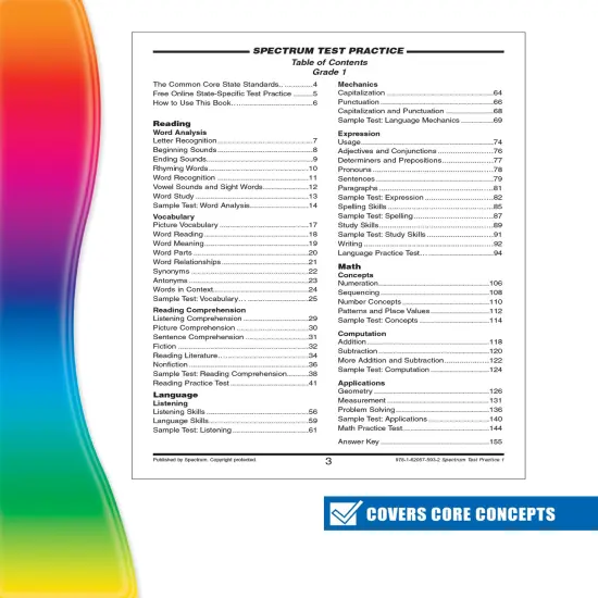 Spectrum Test Practice 1st Grade Workbooks, Math, Language Arts, Reading Comprehension, Grammar, Spelling, Vocabulary, and Writing Practice, Classroom or Homeschool Curriculum {3}