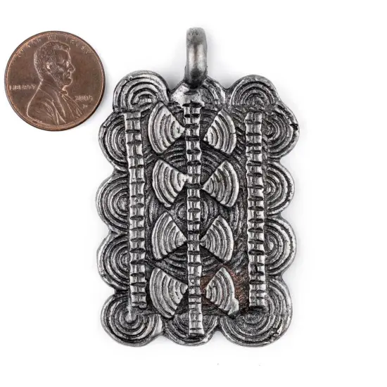 The Bead Chest Silver Thousand Sun Baule Pendant (38x60mm): African Tribal Metal Pendant for DIY Jewelry and Necklace {2}