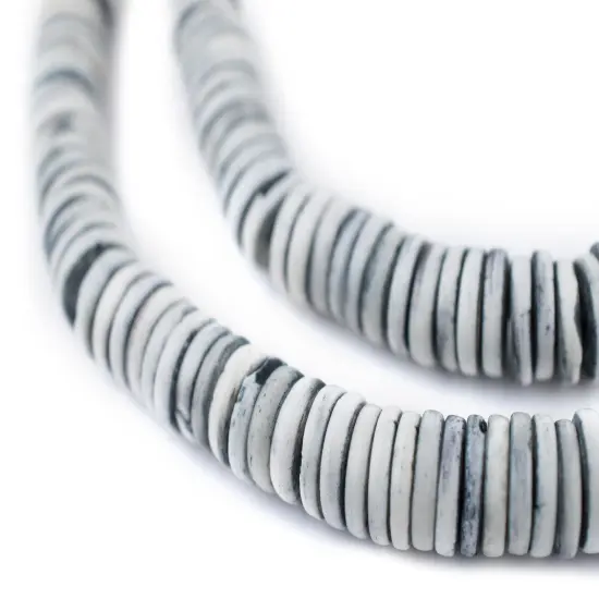 The Bead Chest 10mm Light Grey Bone Button Beads: Nepal Flat Round Disk Heishi Beads for DIY Necklace Jewelry Making {1}