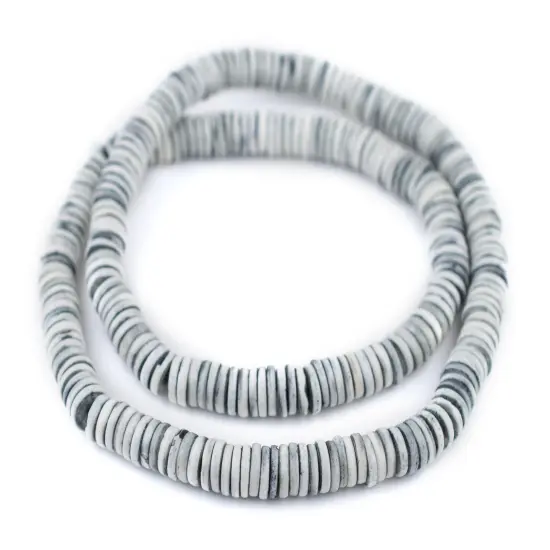 The Bead Chest 10mm Light Grey Bone Button Beads: Nepal Flat Round Disk Heishi Beads for DIY Necklace Jewelry Making {3}