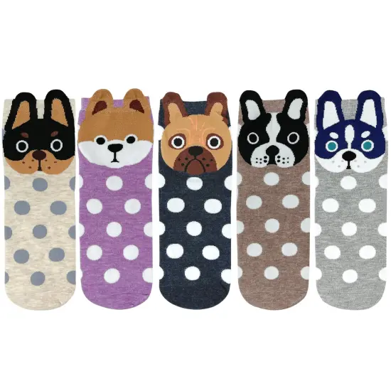 Wrapables Novelty Animal Print Crew Socks (Set of 5), Boston Terriers {2}