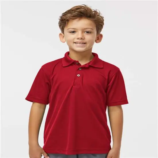 Paragon&reg; Youth Saratoga Performance Mini Mesh Polo T-shirt Red {1}