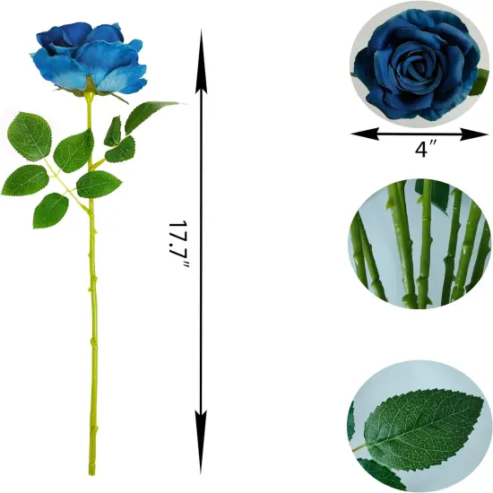12 Pcs Artificial Roses for Wedding & Any Occasions Dusty blue {4}