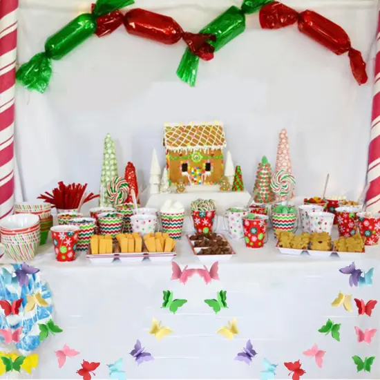 Butterfly Banner Decorative Paper Garland for Wedding, Baby Shower, Birthday & Theme Decor 110 Inches Long Set of 2 Pieces Mix Color {1}