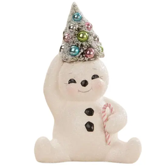 Pastel Candy Cane Snowman With Tree 6" {1}