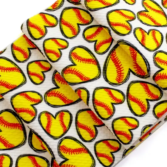 Softball Hearts Bullet Fabric {5}