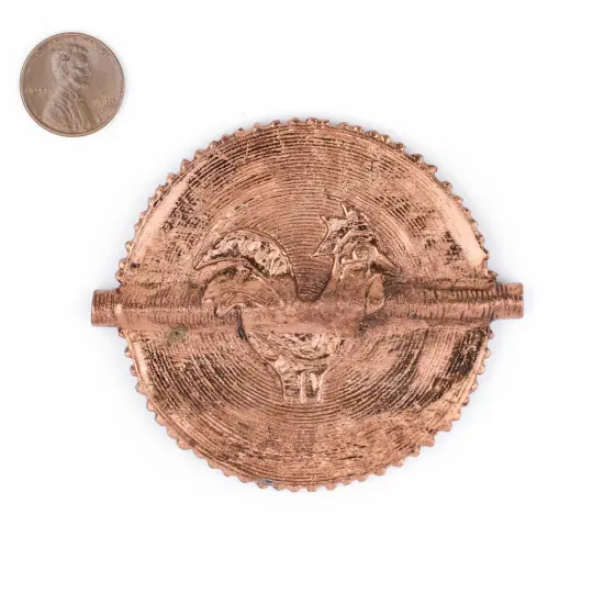 The Bead Chest Rooster Copper Sun Baule Bead Pendant (79x69mm): African Tribal Metal Pendant for DIY Jewelry and Necklace {2}