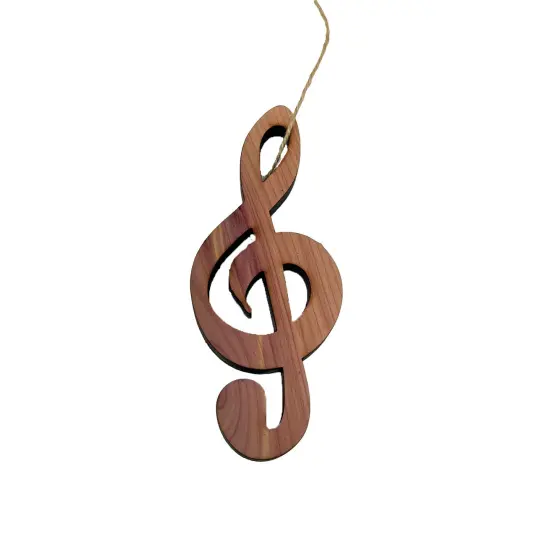 Treble Clef Note - Cedar Ornament {2}