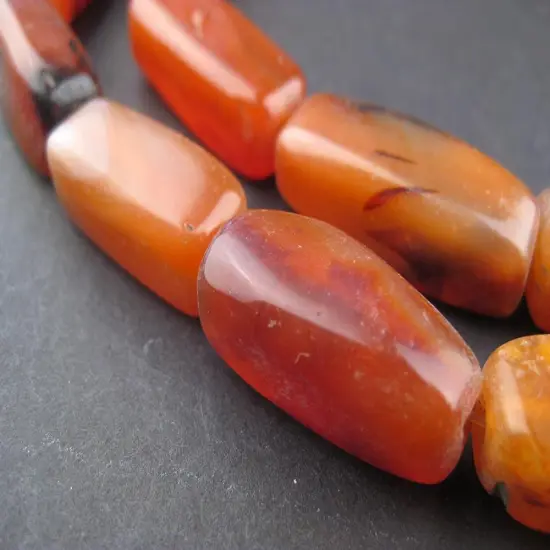 The Bead Chest African Carnelian Beads - Full Strand of Authentic Gemstone Beads from Ghana (Rectangular - Small) {3}