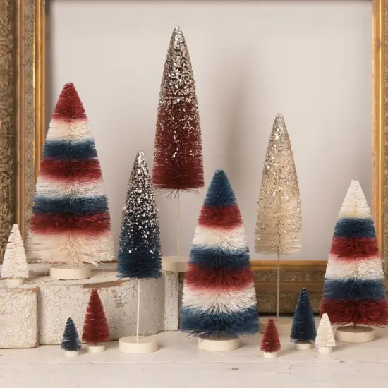 Americana Striped Bottle Brush Tree - Set of 3 {2}