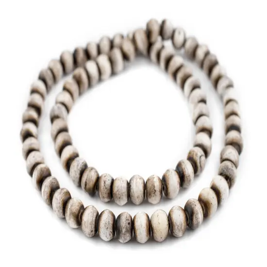 The Bead Chest Grey Round Bone Beads (12mm) {3}