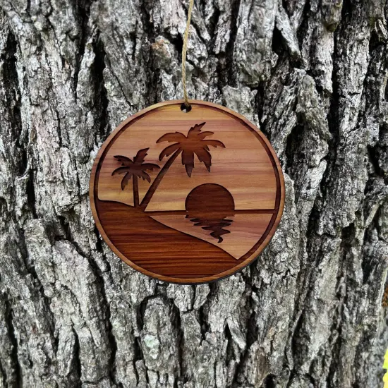 Beach Sunrise - Cedar Ornament {2}