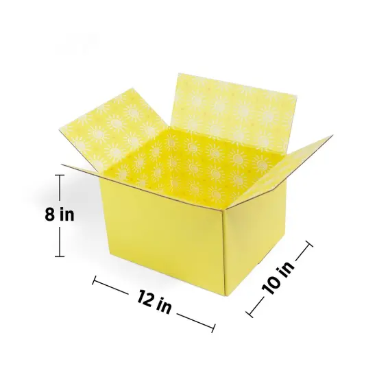 Great Papers! Giftin Corrugated Shipping Box, Sunshine, 12" x 10" x 1/8", Printed Inside and Out, 2-Pack {2}
