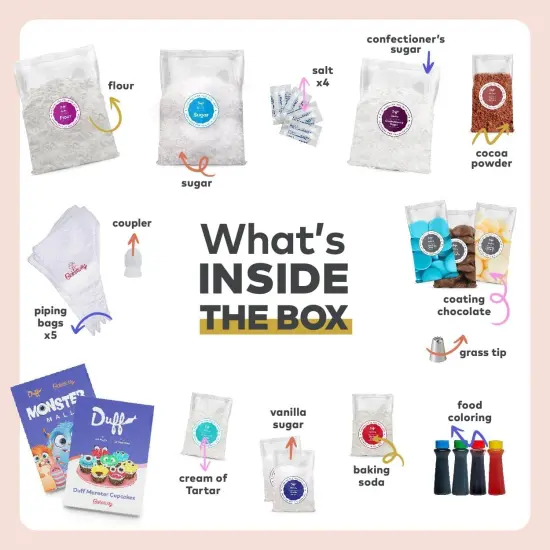 Duff Monster Cupcakes Baking Kit - Duff Goldman x Baketivity Kits for Kids, Teens & Adults with Pre-Measured Ingredients & Kid-Friendly Instructions - DIY Cupcake Mix Baking Set - Family Activity Gift {4}