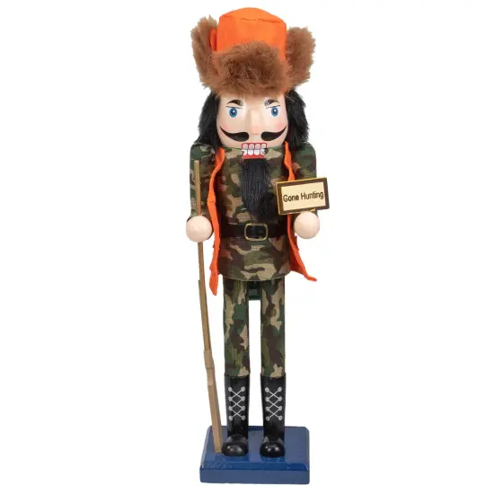Northlight 15" Orange and Green "Gone Hunting" Christmas Nutcracker in Camouflage {1}