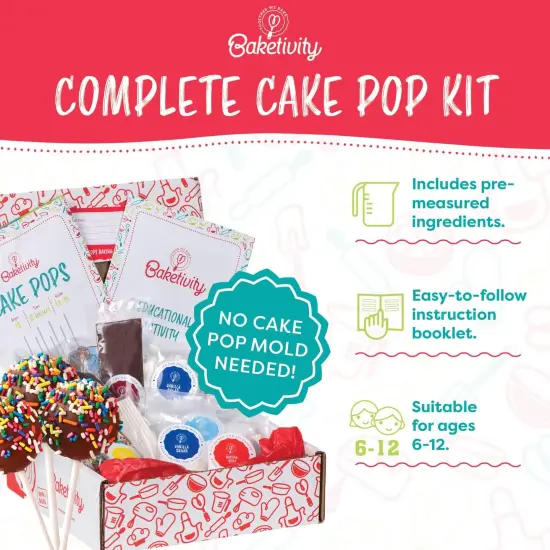 Cake Pop Kit by Baketivity | No Cake Pop Mold or Maker Needed | Cake Pop Stand and Baking Kit | Arts and Crafts for Kids Baking Sets | Kosher {2}