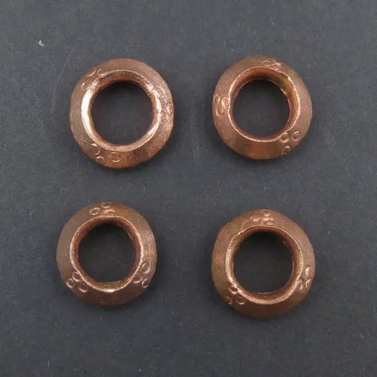 The Bead Chest Copper Ethiopian Wollo Rings (18mm) (Set of 4): Genuine Ethiopian Metal Ring Beads for DIY Jewelry {2}