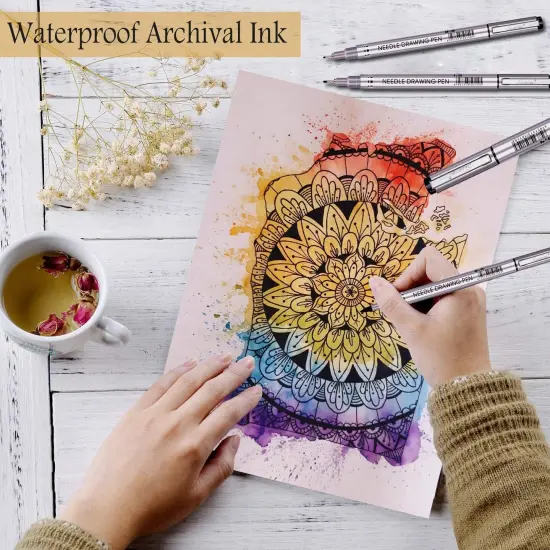 Micro-Pen Fineliner Ink Pens, 10 Size Black Micro Fine Point Drawing Pens Waterproof Archival Ink Multiliner Pens for Artist Illustration, Sketching, Technical Drawing, Anime, Manga {6}