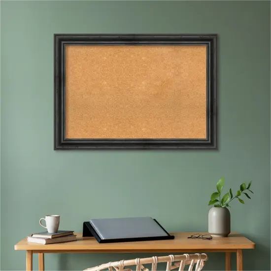 Rustic Pine Wood Framed Corkboard, Natural Cork Rustic Pine Black {5}