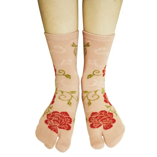 Wrapables Tabi Flip-Flop Socks (Set of 3), Rose & Peony, Black, Beige, Pink {3}