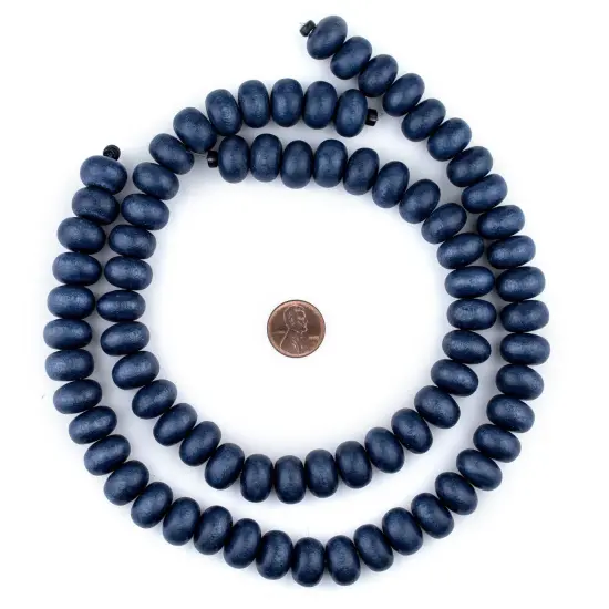 The Bead Chest Cobalt Blue Abacus Natural Wood Beads (10x15mm): Organic Eco-Friendly Wooden Bead Strand for DIY Jewelry, Crafts, Necklace and Bracelet Making {2}
