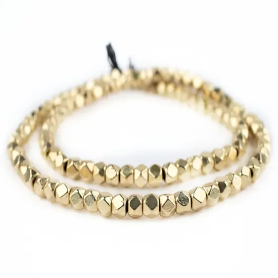 Cornerless Cube Beads - Full Strand of Faceted Ethnic Metal Spacers - The Bead Chest (6mm, Gold) {3}