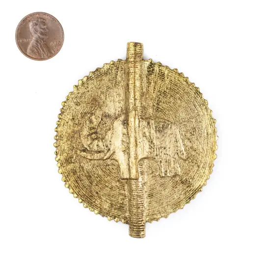 The Bead Chest Elephant Brass Sun Baule Bead Pendant (75x65mm): African Tribal Metal Pendant for DIY Jewelry and Necklace {2}