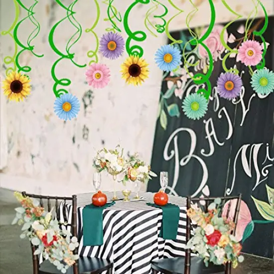 30 Pieces Autume Summer Spring Sun Flowers Hanging Swirl Decorations,Themed Birthday Party,Party Supplies,Ceiling Decorations for Girls,Boys,Kids, Bedroom,Classroom,Baby Shower {4}