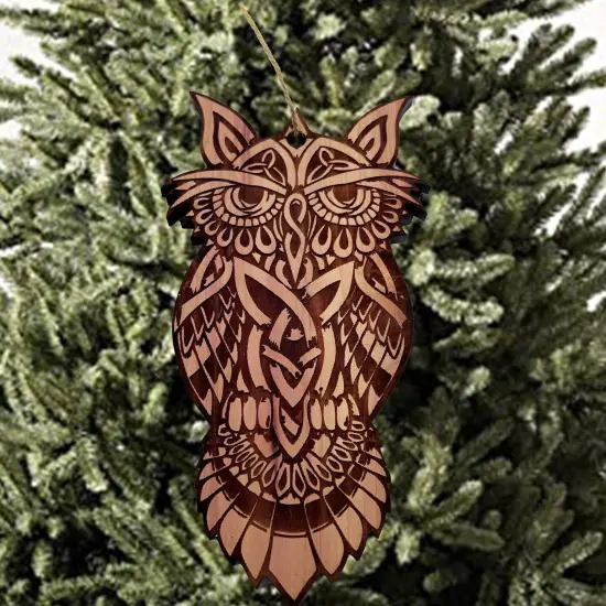 Celtic Owl - Cedar Ornament {2}
