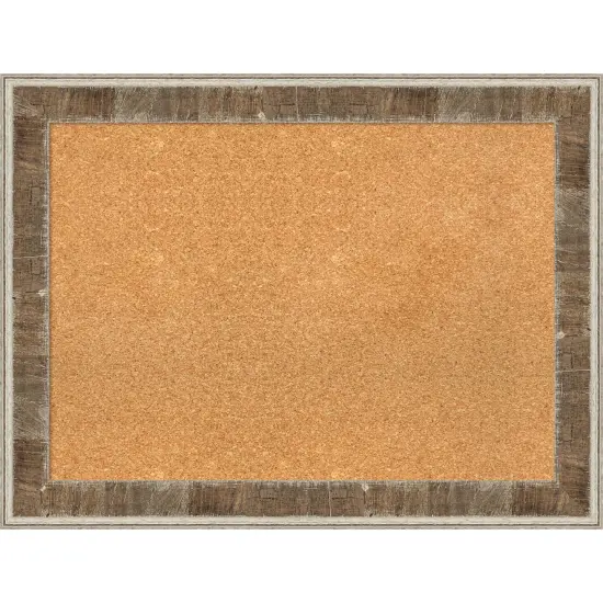 Farmhouse Brown Narrow Wood Framed Corkboard, Natural Cork {1}