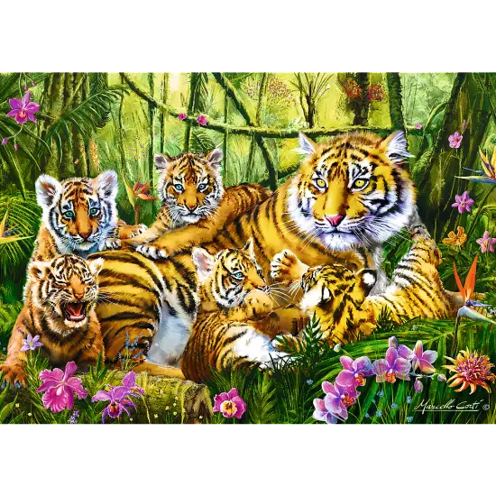 500 Piece Jigsaw Puzzles, Family of Tigers, Jungle, Wild Animals, Tiger Cubs, Big Cats, Adult Puzzles, Trefl 37350 {2}