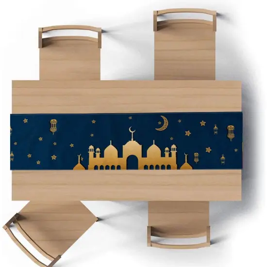 Eid Mubarak Table Runner Table Decorations - Ramadan Mosque Lattern Islamic Happy Ramadan Mubarak 2021 Party Supplies Decorations {5}