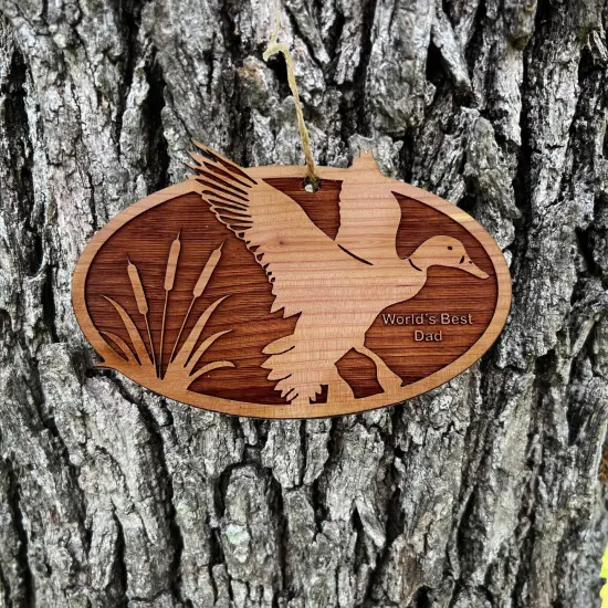 Flying Duck Worlds Best Dad - Cedar Ornament {2}