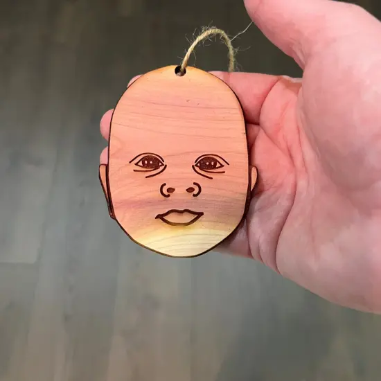 Baby Face - Cedar Ornament {4}