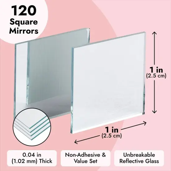 120 Pcs Mini Square Mirror Tiles 1" for Arts and Crafts Supplies Wall Room D&eacute;cor {3}