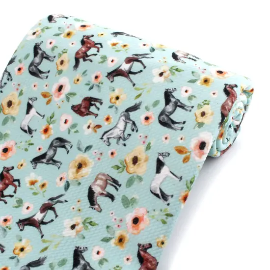 Floral Wild Horses Bullet Fabric {6}