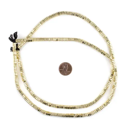 The Bead Chest Faceted Gold Color Square Beads 4mm, 16 Inch Strand Unusual Brass Large Hole {2}