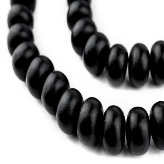 The Bead Chest Black Abacus Natural Wood Beads (10x15mm): Organic Eco-Friendly Wooden Bead Strand for DIY Jewelry, Crafts, Necklace and Bracelet Making {1}