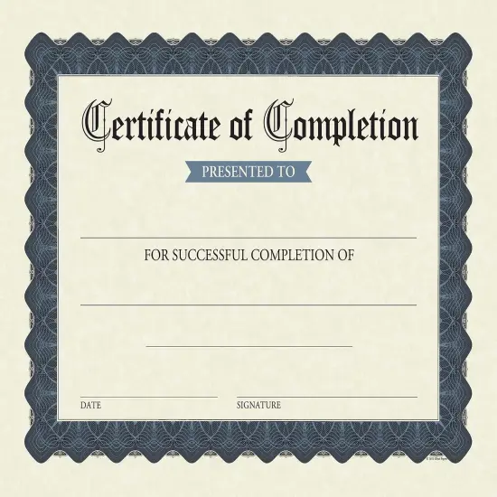 Great Papers! Certificate of Completion Fill-In, Stone Blue Border, 8.5" x 11", Printer Compatible, 15 count {1}