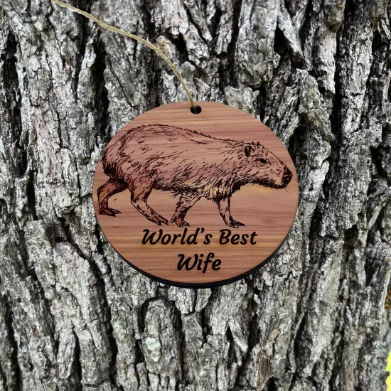 Worlds Best Wife Capybara - Cedar Ornament {1}