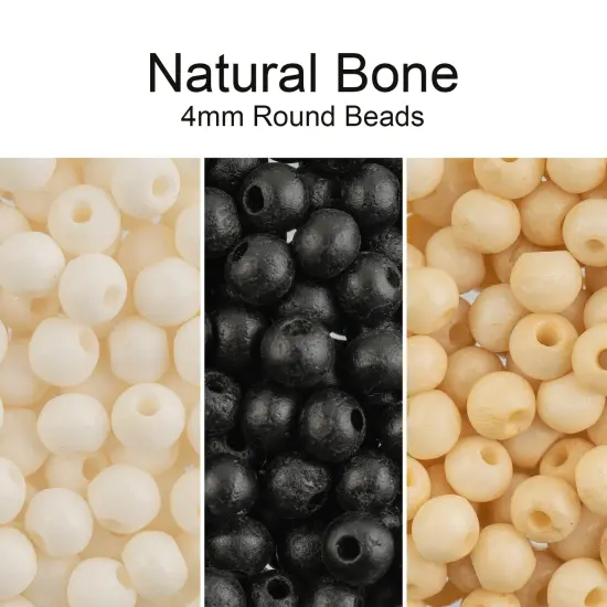 John Bead 4mm Round Natural Bone Beads, 200pcs White {3}