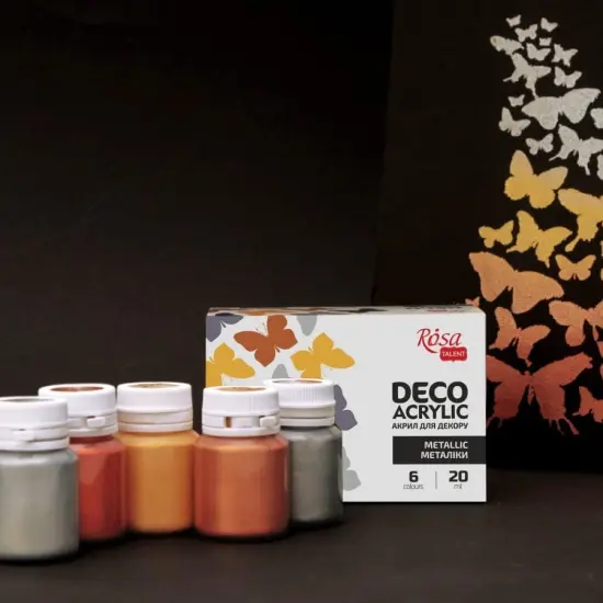 Metallic Decorative Acrylic Paint Set, 6 colors (20ml each) by Rosa Start {5}
