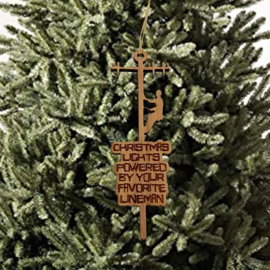 CEDAR Christmas Lights Powered by Your Favorite Lineman - 3x9in Ornament {2}