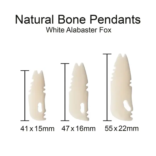 John Bead White Alabaster Fox Natural Bone Pendants {1}