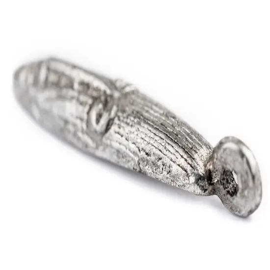 The Bead Chest Elongated Silver Mask Pendant from Africa (9x40mm): Genuine West African Mask Design for DIY Jewelry & Necklaces {4}