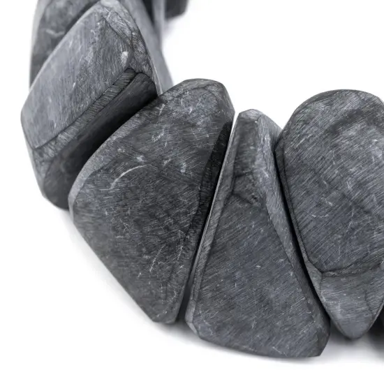 The Bead Chest Moroccan Charcoal Resin Chunk Beads 24mm Morocco African Black Unusual Large Hole 18 Inch Strand Handmade {1}