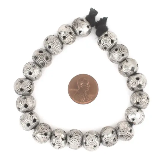 The Bead Chest Silver Round Filigree Beads (12mm) {2}