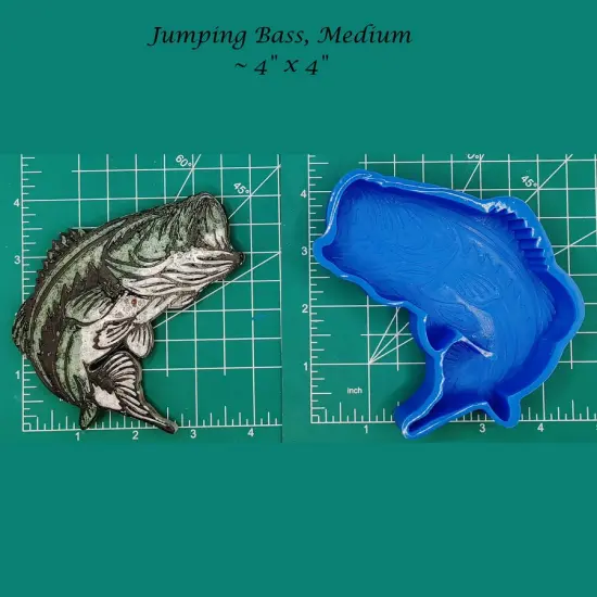 Jumping Bass - 4"x4" - Silicone freshie Mold {1}