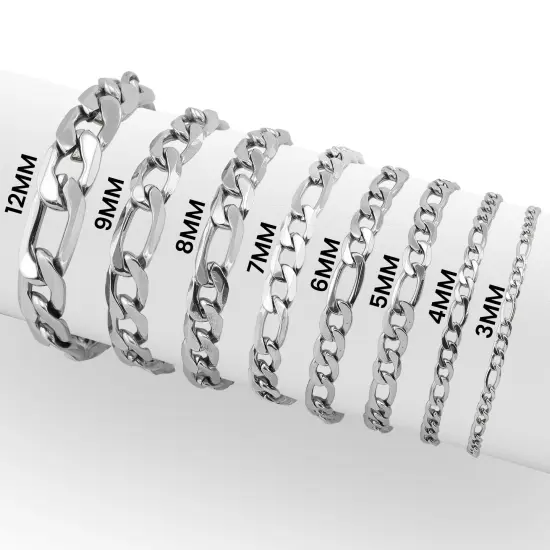 Stainless Steel Figaro Chain Bracelet {1}